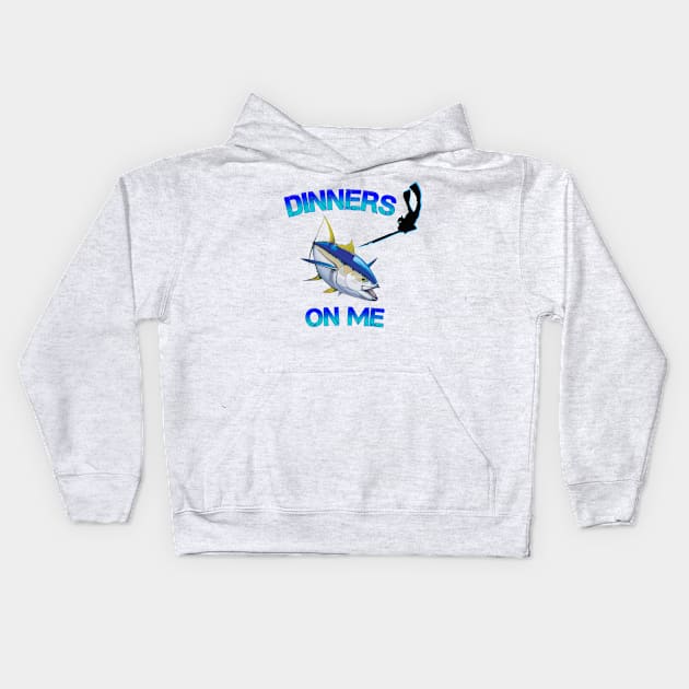 Spearfishing design t-shirt Kids Hoodie by Coreoceanart